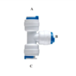 Teu conector plastic 1/4" x 1/4" x 1/4" ND-08A